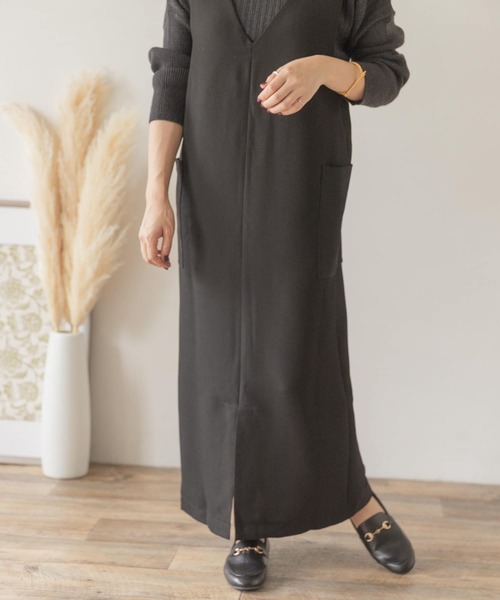 ITEMS URBANRESEARCH(アイテムズ アーバンリサーチ)の「2WAYジャンスカ(TRツイル)(ジャンパースカート・レディース・ブラック/ブラウン・FREE)」の5枚目の写真