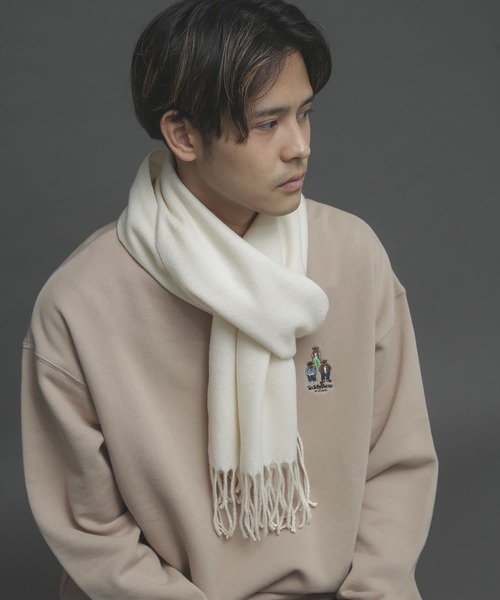 SENSE OF PLACE by URBAN RESEARCH（センスオブプレイスバイアーバンリサーチ）の「ウォッシャブルストール(40cm巾)（マフラー・メンズ・ライトグレー/ブラック/ブルー/アイボリー/ミント/モカ・ONE）」の2枚目の写真