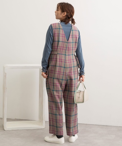 POU DOU DOU（プードゥドゥ）の「起毛チェックVネックオールインワン（サロペット/オーバーオール・レディース・ブラウン/グレー・3）」の20枚目の写真