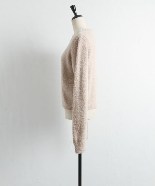 tocco closet（トッコ　クローゼット）の「オーガンジーフリル付きシャギーニット（ニット/セーター・レディース・モカ/オフホワイト・M）」の14枚目の写真