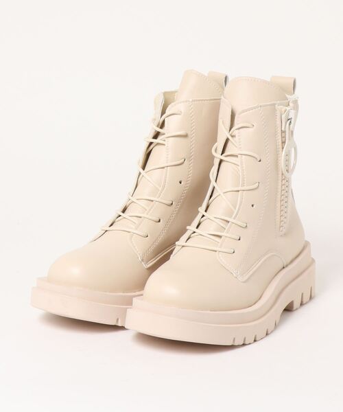 Shoes in Closet（シューズインクローゼット）の「厚底2段ソール サイド リング ジップ ブーツ 68（ブーツ・レディース・アイボリー/ブラック・S/L/M/LL）」の14枚目の写真