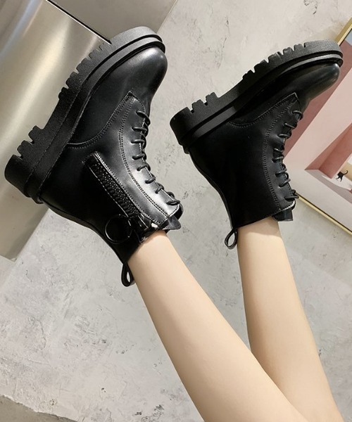 Shoes in Closet（シューズインクローゼット）の「厚底2段ソール サイド リング ジップ ブーツ 68（ブーツ・レディース・アイボリー/ブラック・S/L/M/LL）」の13枚目の写真