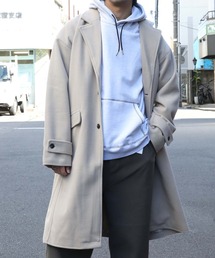 DETAILS/ビッグシルエット メルトン サイドスリットロングチェスターコート