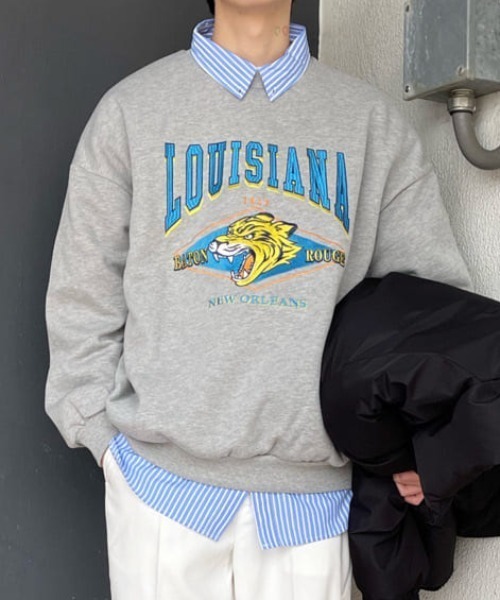 WEGO（ウィゴー）の「WEGO/ヘビーウエイト チームロゴ刺繍裏起毛BIGプルオーバー（スウェット・メンズ・ブラック/ダークグリーン/杢グレー/オートミール・LARGE/MEDIUM）」の7枚目の写真