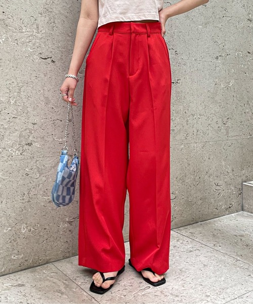 EPIMI E'PIMMY（エピミエピミー）の「センタープレスワイドスラックスパンツ（スラックス・レディース・ブラック/ダークブラウン/ベージュ/レッド/オレンジ/ブルー/グリーン・SMALL/MEDIUM）」の6枚目の写真