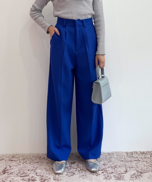 EPIMI E'PIMMY（エピミエピミー）の「センタープレスワイドスラックスパンツ（スラックス・レディース・ブラック/ダークブラウン/ベージュ/レッド/オレンジ/ブルー/グリーン・SMALL/MEDIUM）」の5枚目の写真