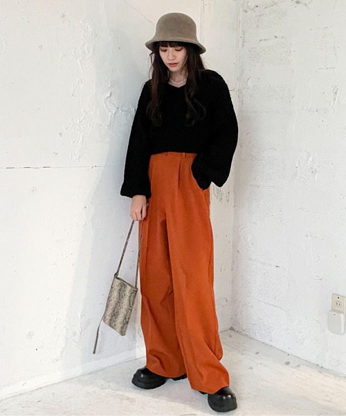 EPIMI E'PIMMY（エピミエピミー）の「センタープレスワイドスラックスパンツ（スラックス・レディース・ブラック/ダークブラウン/ベージュ/レッド/オレンジ/ブルー/グリーン・SMALL/MEDIUM）」の22枚目の写真