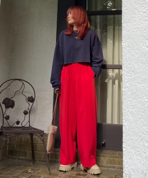 EPIMI E'PIMMY（エピミエピミー）の「センタープレスワイドスラックスパンツ（スラックス・レディース・ブラック/ダークブラウン/ベージュ/レッド/オレンジ/ブルー/グリーン・SMALL/MEDIUM）」の21枚目の写真