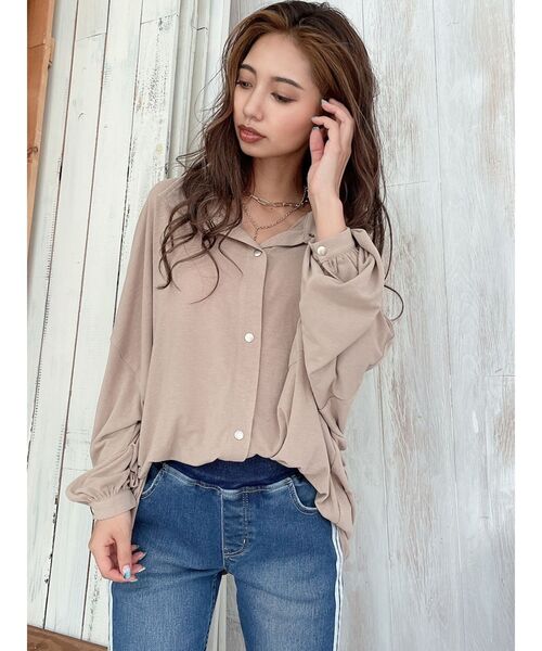 GYDA（ジェイダ）の「カットルーズシャツ（シャツ/ブラウス・レディース・オフホワイト/ベージュ・FREE）」の3枚目の写真