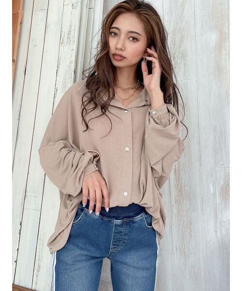 GYDA（ジェイダ）の「カットルーズシャツ（シャツ/ブラウス・レディース・オフホワイト/ベージュ・FREE）」の4枚目の写真