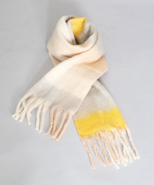 TITE IN THE STORE（ティテ　インザ　ストア）の「モヘヤチェックストール（マフラー・レディース・グリーン/ブラウン/ブルー/イエロー・FREE）」の4枚目の写真