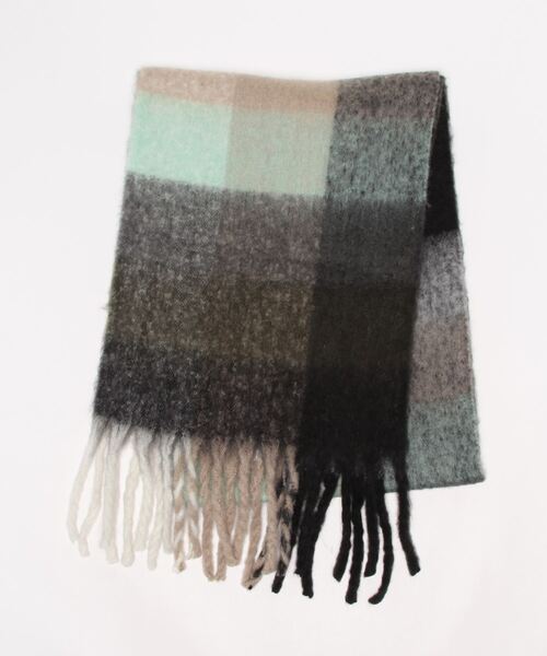 TITE IN THE STORE（ティテ　インザ　ストア）の「モヘヤチェックストール（マフラー・レディース・グリーン/ブラウン/ブルー/イエロー・FREE）」の5枚目の写真