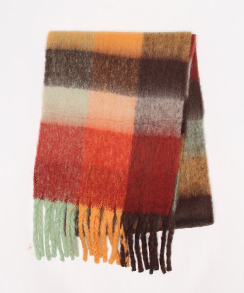 TITE IN THE STORE（ティテ　インザ　ストア）の「モヘヤチェックストール（マフラー・レディース・グリーン/ブラウン/ブルー/イエロー・FREE）」の7枚目の写真