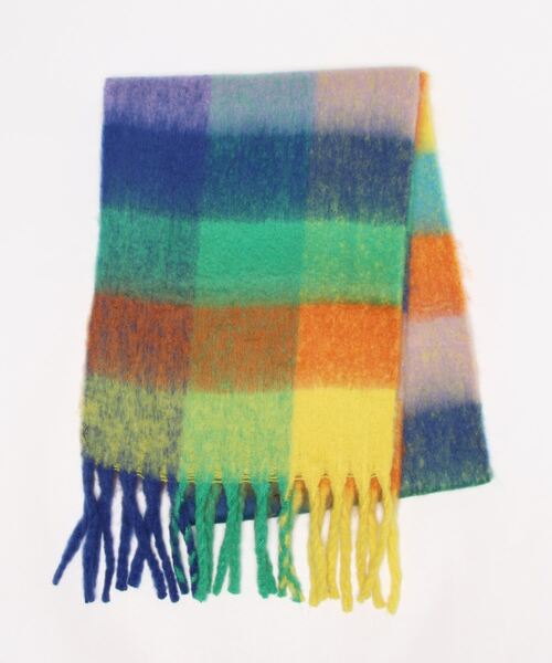 TITE IN THE STORE（ティテ　インザ　ストア）の「モヘヤチェックストール（マフラー・レディース・グリーン/ブラウン/ブルー/イエロー・FREE）」の8枚目の写真