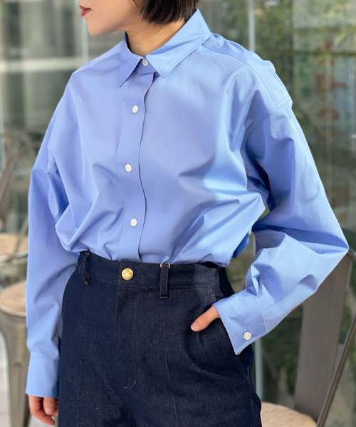 THOMAS MASON(トーマス メイソン)の「THOMAS MASON ロングシャツ◆(シャツ/ブラウス・レディース・ホワイト/ブラック/サックスブルー・FREE)」の3枚目の写真