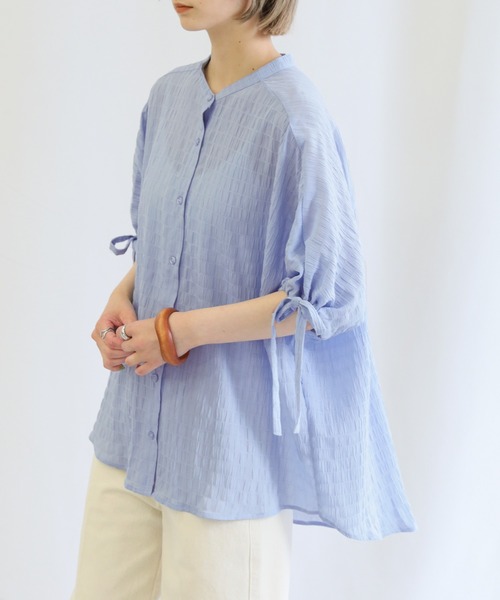 select MOCA（セレクトモカ）の「ドロストスリーブジャガードブラウス（シャツ/ブラウス・レディース・ホワイト/ブラック/ブルー・FREE）」の3枚目の写真