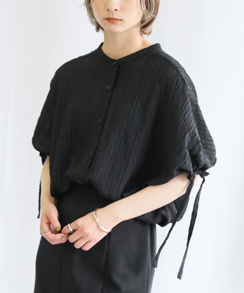 select MOCA（セレクトモカ）の「ドロストスリーブジャガードブラウス（シャツ/ブラウス・レディース・ホワイト/ブラック/ブルー・FREE）」の2枚目の写真