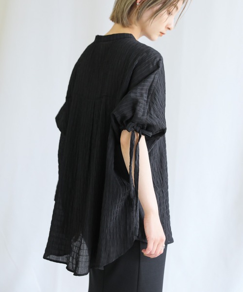 select MOCA（セレクトモカ）の「ドロストスリーブジャガードブラウス（シャツ/ブラウス・レディース・ホワイト/ブラック/ブルー・FREE）」の7枚目の写真