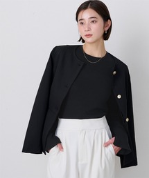 袖スリットクルーネックニット