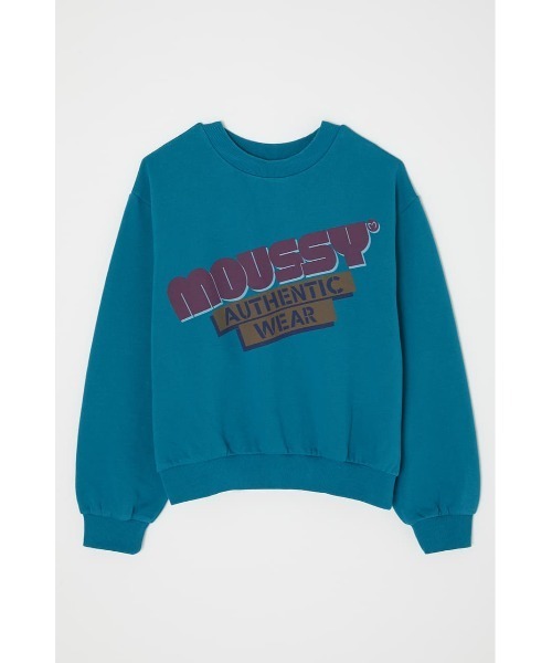 MOUSSY（マウジー）の「MOUSSY ROUNDED LOGO プルオーバー（スウェット・レディース・ブラック/ホワイト/ライトベージュ/ターコイズブルー・FREE）」の4枚目の写真