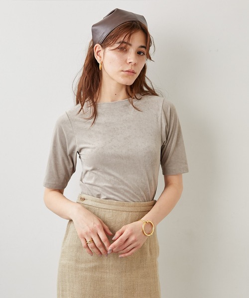 Whim Gazette(ウィムガゼット)の「ベロアプルオーバー(Tシャツ/カットソー・レディース・ネイビー/ライトグレー/ホワイト系その他・FREE)」の3枚目の写真