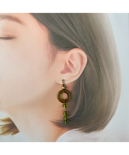 tone(トーン)の「【-lensa-】オリーブ尽くしのオリーブピアス (MA)(ピアス(両耳用)・レディース・グリーン・FREE)」の9枚目の写真