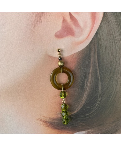 tone(トーン)の「【-lensa-】オリーブ尽くしのオリーブピアス (MA)(ピアス(両耳用)・レディース・グリーン・FREE)」の5枚目の写真