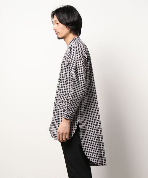チャイハネ（チャイハネ）の「【チャイハネ】チェクモMEN'Sバンドカラーシャツ（シャツ/ブラウス・メンズ・ブラック/グレー/カーキ・FREE）」の5枚目の写真