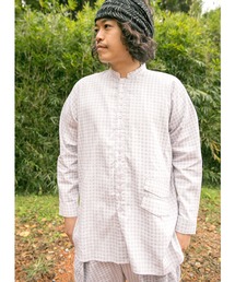 チャイハネ | 【チャイハネ】チェクモMEN'Sバンドカラーシャツ(シャツ/ブラウス)