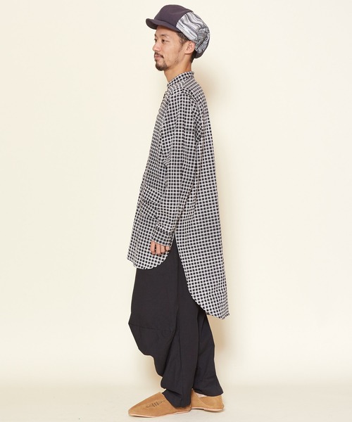 チャイハネ（チャイハネ）の「【チャイハネ】チェクモMEN'Sバンドカラーシャツ（シャツ/ブラウス・メンズ・ブラック/グレー/カーキ・FREE）」の22枚目の写真