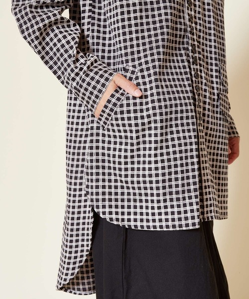 チャイハネ（チャイハネ）の「【チャイハネ】チェクモMEN'Sバンドカラーシャツ（シャツ/ブラウス・メンズ・ブラック/グレー/カーキ・FREE）」の20枚目の写真