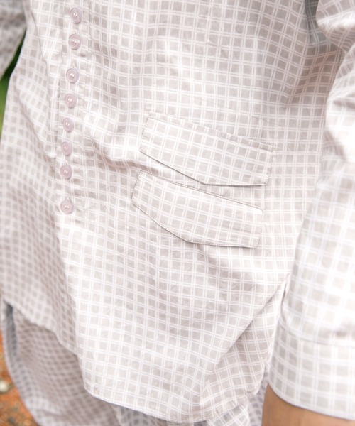 チャイハネ（チャイハネ）の「【チャイハネ】チェクモMEN'Sバンドカラーシャツ（シャツ/ブラウス・メンズ・ブラック/グレー/カーキ・FREE）」の12枚目の写真