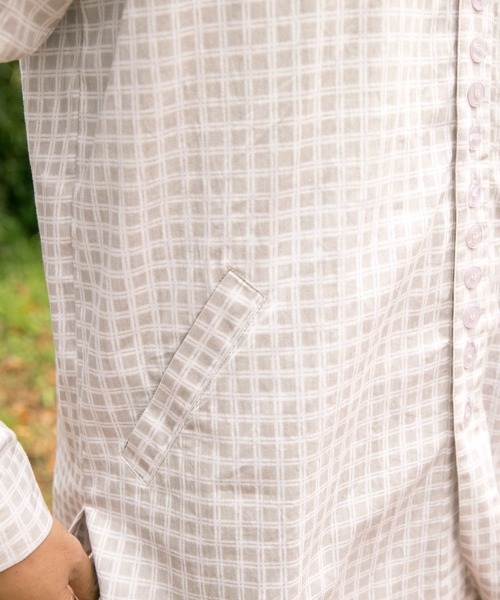 チャイハネ（チャイハネ）の「【チャイハネ】チェクモMEN'Sバンドカラーシャツ（シャツ/ブラウス・メンズ・ブラック/グレー/カーキ・FREE）」の13枚目の写真