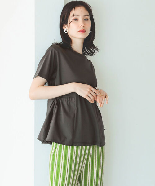 B:MING by BEAMS(ビーミングバイビームス)の「B:MING by BEAMS / サイドリボン コンビ Tシャツ 22SS(Tシャツ/カットソー・レディース・オフホワイト/スミクロ/グレイッシュベージュ/セージグリーン・ONE SIZE)」の5枚目の写真