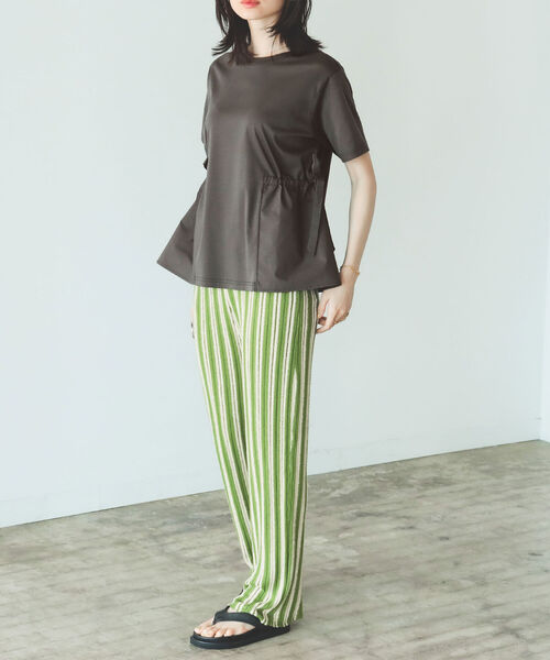 B:MING by BEAMS(ビーミングバイビームス)の「B:MING by BEAMS / サイドリボン コンビ Tシャツ 22SS(Tシャツ/カットソー・レディース・オフホワイト/スミクロ/グレイッシュベージュ/セージグリーン・ONE SIZE)」の8枚目の写真