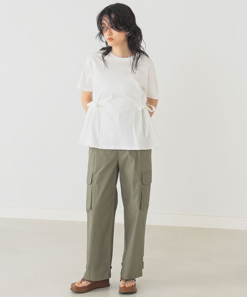 B:MING by BEAMS(ビーミングバイビームス)の「B:MING by BEAMS / サイドリボン コンビ Tシャツ 22SS(Tシャツ/カットソー・レディース・オフホワイト/スミクロ/グレイッシュベージュ/セージグリーン・ONE SIZE)」の11枚目の写真