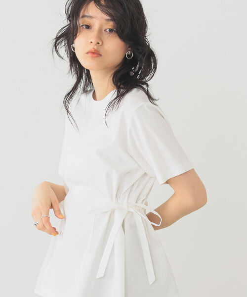 B:MING by BEAMS(ビーミングバイビームス)の「B:MING by BEAMS / サイドリボン コンビ Tシャツ 22SS(Tシャツ/カットソー・レディース・オフホワイト/スミクロ/グレイッシュベージュ/セージグリーン・ONE SIZE)」の14枚目の写真