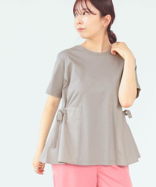 B:MING by BEAMS(ビーミングバイビームス)の「B:MING by BEAMS / サイドリボン コンビ Tシャツ 22SS(Tシャツ/カットソー・レディース・オフホワイト/スミクロ/グレイッシュベージュ/セージグリーン・ONE SIZE)」の3枚目の写真