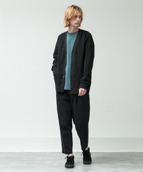 SLICK（スリック）の「エアリブステッチオーバーサイズカーディガン（カーディガン/ボレロ・メンズ・ライトグレー/ブラック/グリーン/レッド・1/2/3）」の10枚目の写真