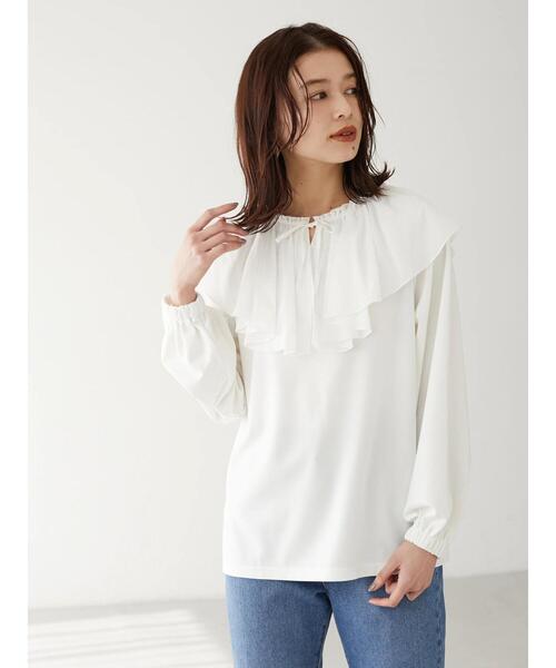 Furryrate（ファーリーレート）の「・furry rate フリルネックプルオーバー＊（Tシャツ/カットソー・レディース・オフホワイト/ブラック/ベージュ・FREE）」の8枚目の写真