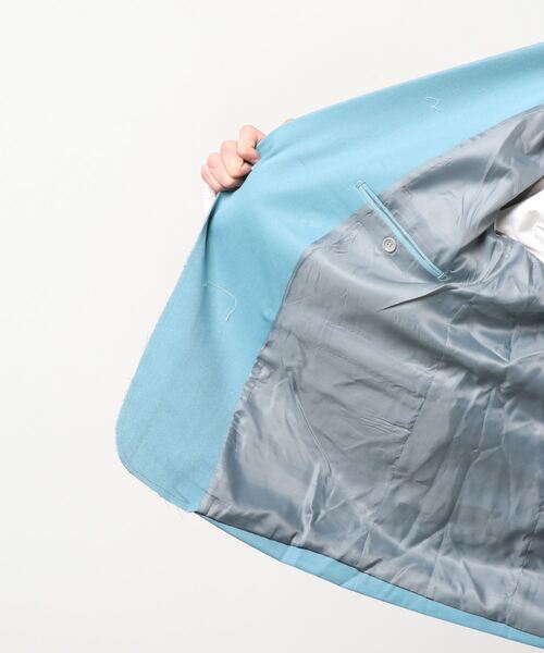 Chikashitsu +（チカシツプラス）の「【Chikashitsu +/チカシツプラス】bi-color double jacket/バイカラー ダブルジャケット（テーラードジャケット・メンズ・スカイブルー/ベージュ・ONE SIZE）」の11枚目の写真