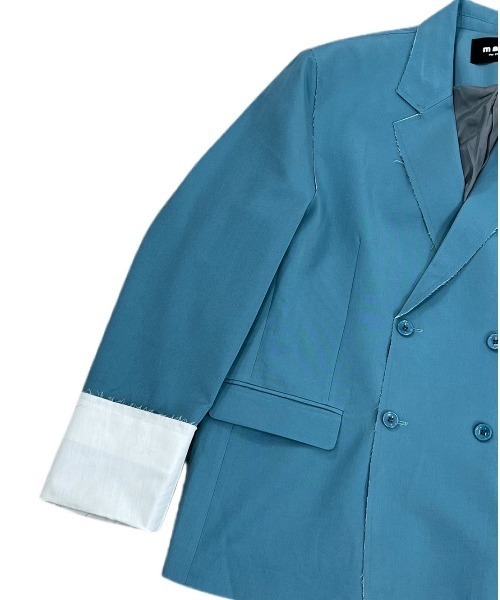 Chikashitsu +（チカシツプラス）の「【Chikashitsu +/チカシツプラス】bi-color double jacket/バイカラー ダブルジャケット（テーラードジャケット・メンズ・スカイブルー/ベージュ・ONE SIZE）」の8枚目の写真