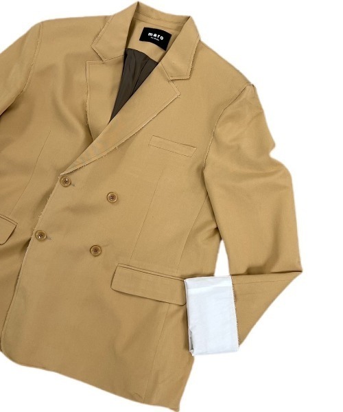 Chikashitsu +（チカシツプラス）の「【Chikashitsu +/チカシツプラス】bi-color double jacket/バイカラー ダブルジャケット（テーラードジャケット・メンズ・スカイブルー/ベージュ・ONE SIZE）」の3枚目の写真