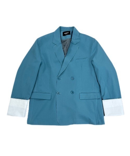 Chikashitsu +（チカシツプラス）の「【Chikashitsu +/チカシツプラス】bi-color double jacket/バイカラー ダブルジャケット（テーラードジャケット・メンズ・スカイブルー/ベージュ・ONE SIZE）」の18枚目の写真