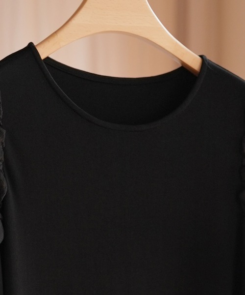 SAISON DE PAPILLON（セゾンドパピヨン）の「シアードッキングボリュームスリーブカットソーワンピース（ワンピース・レディース・ブラック・S/M/L）」の18枚目の写真