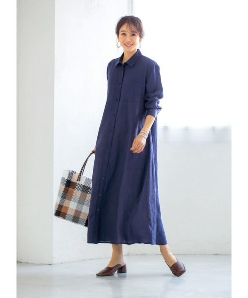 ワンピース リネン100％シャツワンピースB STYLE ワンピース LUXE