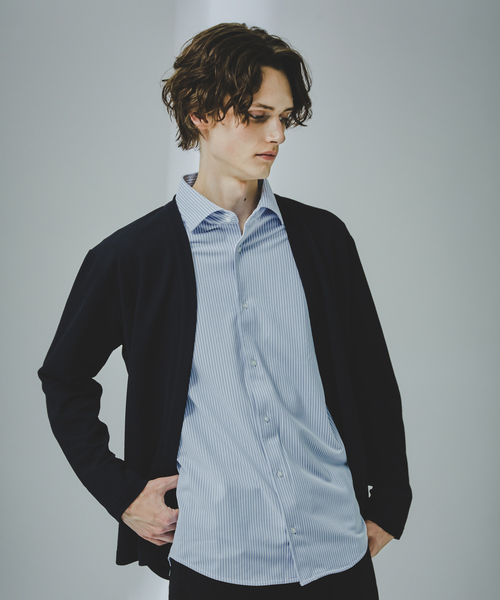 ABAHOUSE GRAY（アバハウスグレイ）の「【アンサンブル対応】フクレ ジャガード セミショール カーディガン（カーディガン/ボレロ・メンズ・モカ/グレイッシュベージュ/ネイビー・46/48）」の3枚目の写真