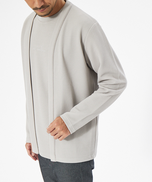 ABAHOUSE GRAY（アバハウスグレイ）の「【アンサンブル対応】フクレ ジャガード セミショール カーディガン（カーディガン/ボレロ・メンズ・モカ/グレイッシュベージュ/ネイビー・46/48）」の11枚目の写真