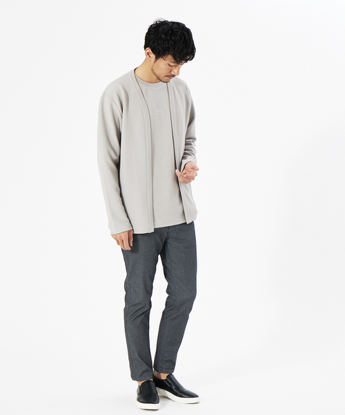 ABAHOUSE GRAY（アバハウスグレイ）の「【アンサンブル対応】フクレ ジャガード セミショール カーディガン（カーディガン/ボレロ・メンズ・モカ/グレイッシュベージュ/ネイビー・46/48）」の9枚目の写真