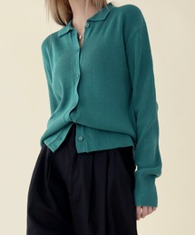 【8カラー展開】カラーネックリブニットカーディガン